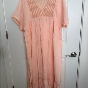 Sunday Saint-Tropez Peach Lace Overlay Dress NWOT